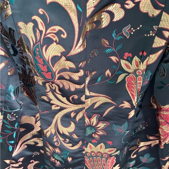Soft Surroundings Floral Brocade Asian-Inspired Jacket Black Gold Red Size M - Picture 8 of 10